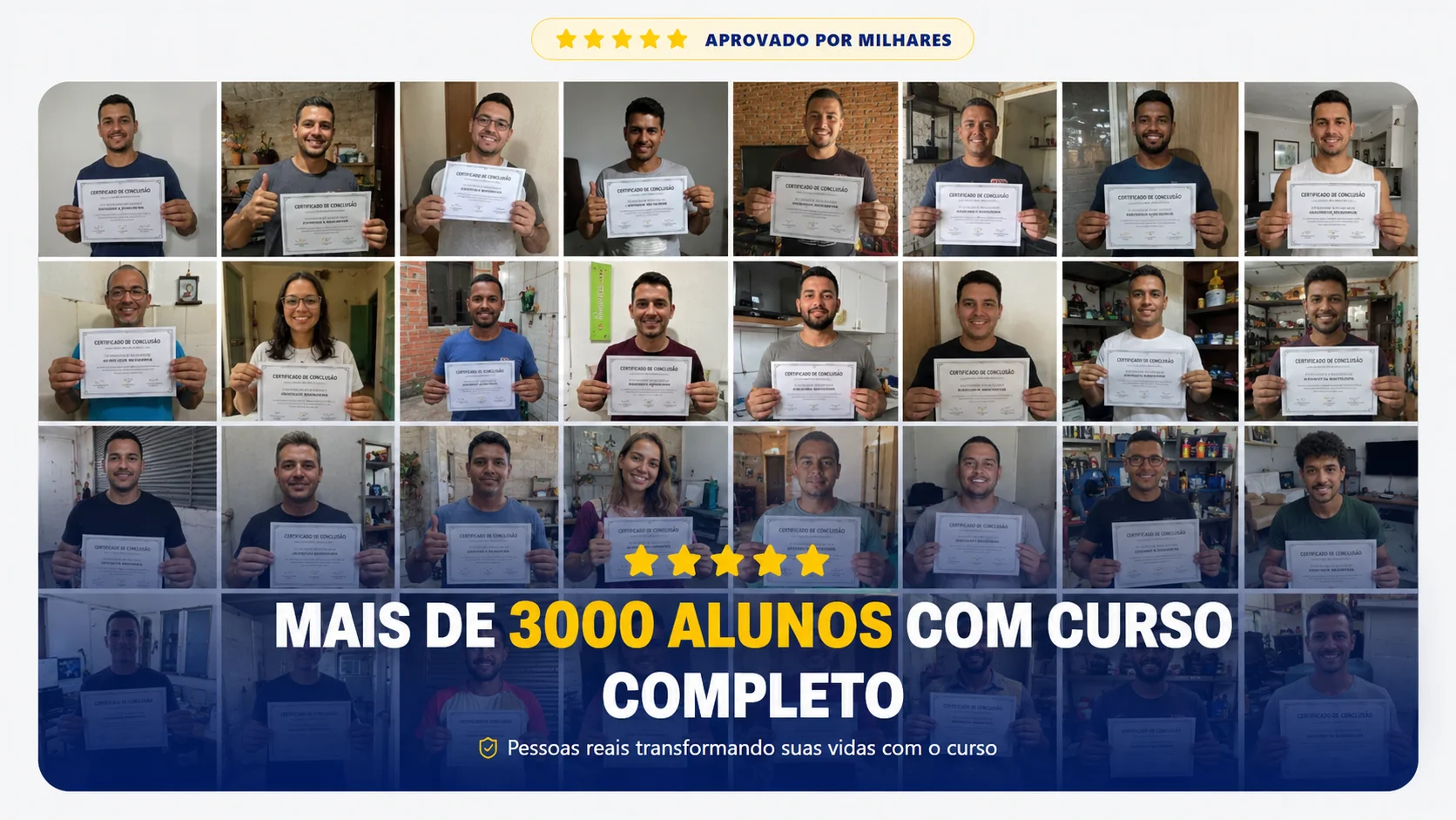 Alunos do curso Cão Educado em Casa com seus certificados de conclusão